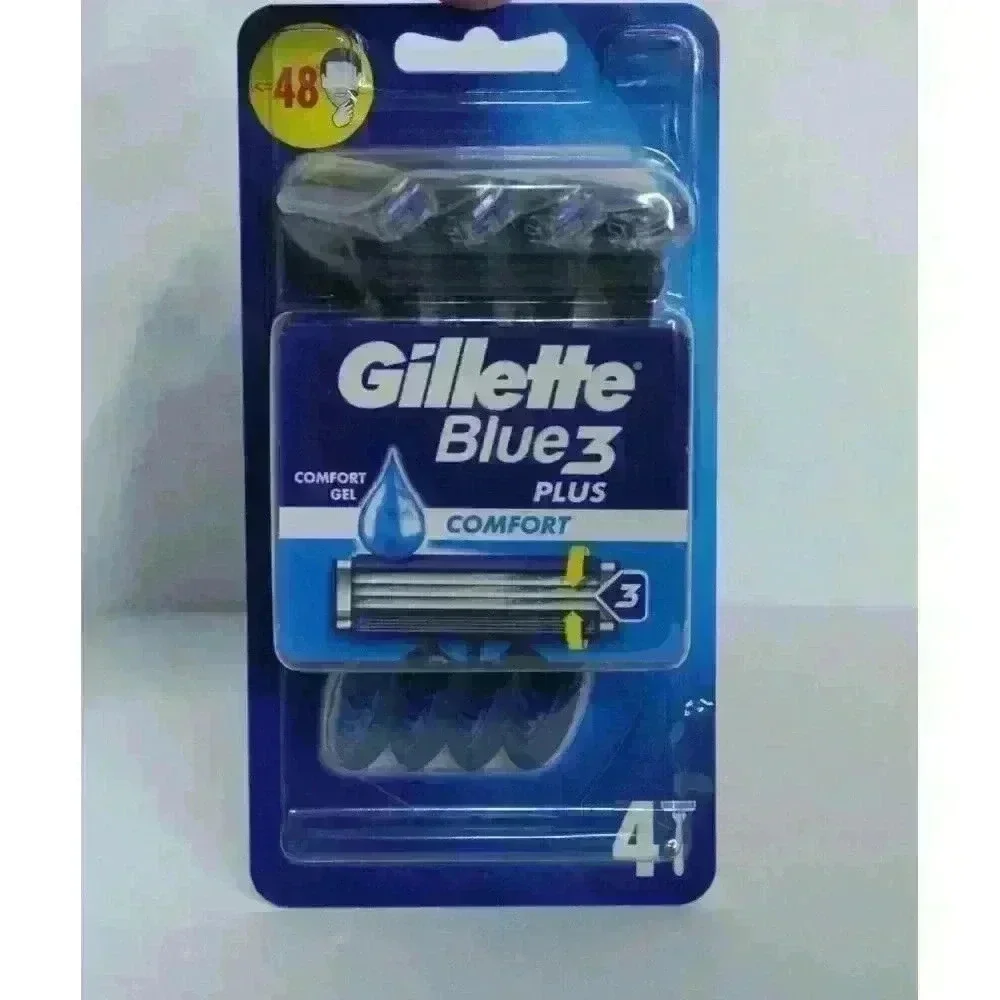 Gillette Blue3 Blue 3 Cool Comfort ~4 Disposable Razors with Comfortgel Unopened
